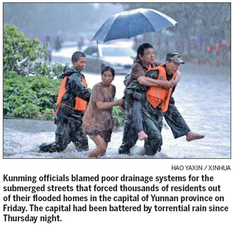 Two killed as third flood hits Kunming