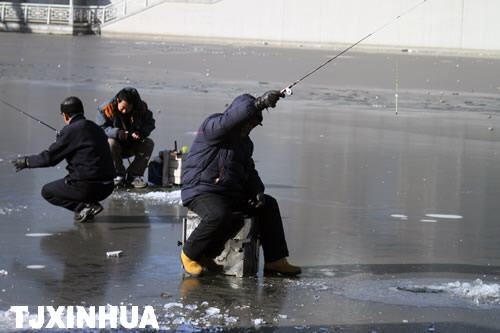 海河冰面垂釣樂