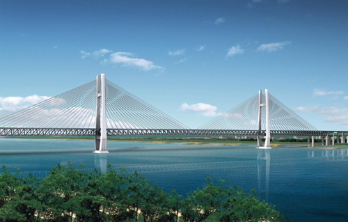 世界跨度最大公鐵兩用橋湖北黃岡長(zhǎng)江大橋開建