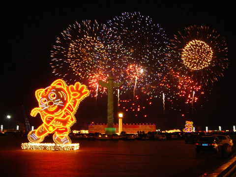 唯美焰火點亮星海灣夜空