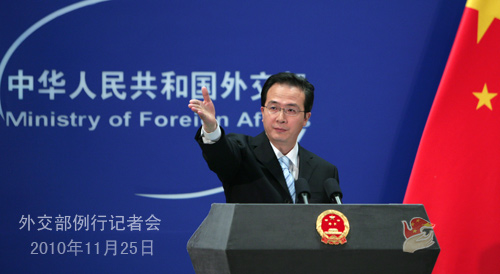 25日外交部發言人洪磊舉行例行記者會