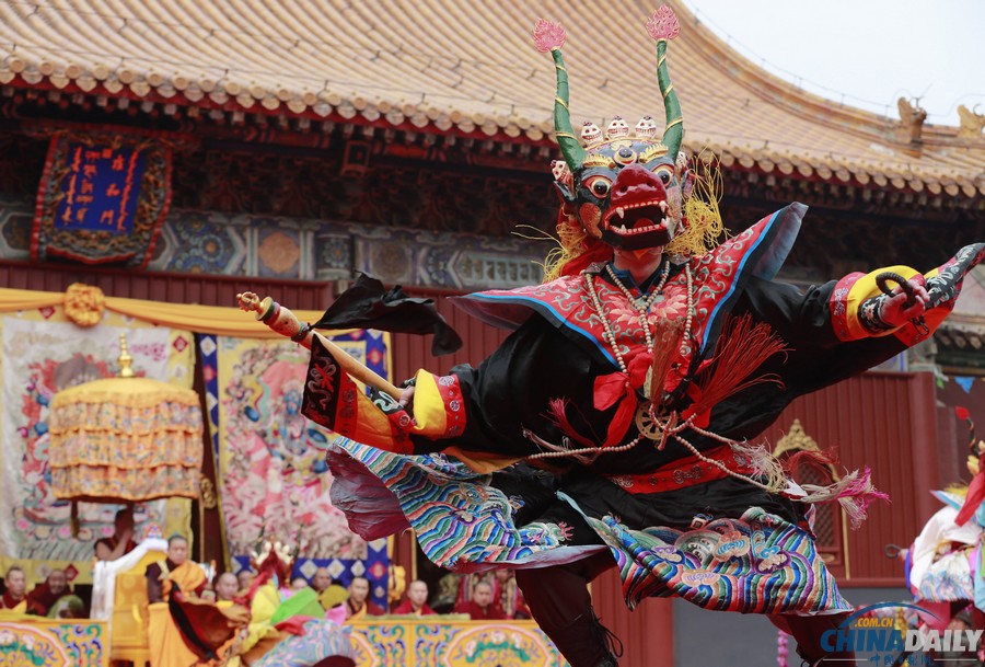 北京雍和宮舉行“打鬼”儀式