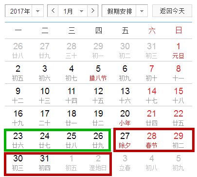 2017年拼假攻略出爐!明年休140天 每個月都有黃金周