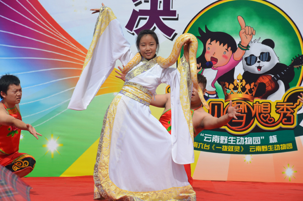 云南野生動(dòng)物園首屆“寶貝夢想秀”決賽 “白娘子”助陣 鸚鵡棄場而去