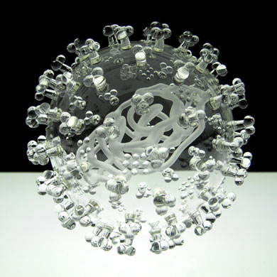 英藝術家制作玻璃雕塑展示H1NI病毒