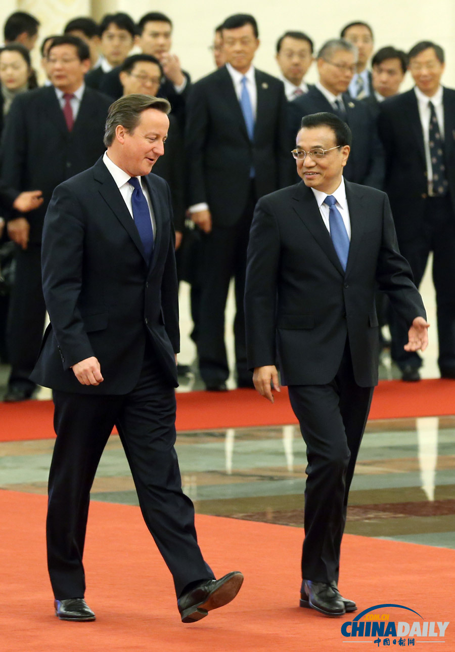 李克強(qiáng)舉行儀式歡迎英國(guó)首相卡梅倫訪華