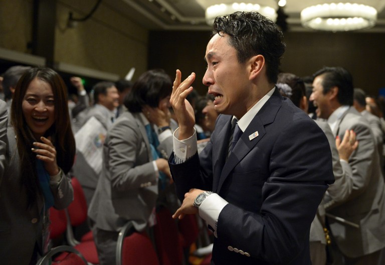 東京獲得2020年夏季奧運會舉辦權 民眾喜極而泣
