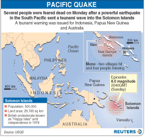 所羅門群島8級地震引發海嘯 兩村被淹12亡