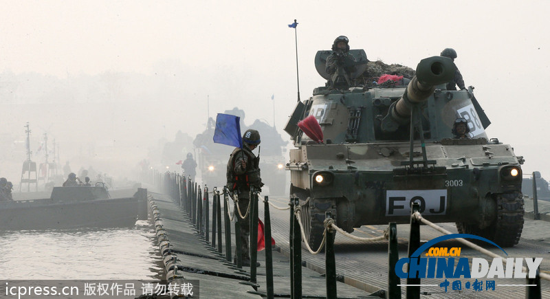 韓國漢江舉行護國軍演 裝甲車齊出動（組圖）