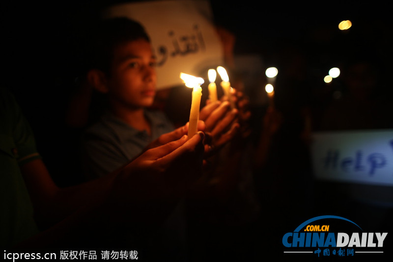 加沙唯一發電站停運 民眾秉燭抗議每天停電12小時（高清組圖）