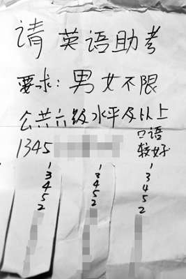 女大學生貼廣告 幫律師男友尋槍手