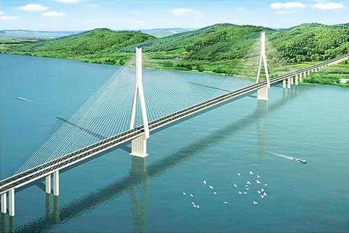 安慶望東長江公路大橋首創花瓶式橋塔