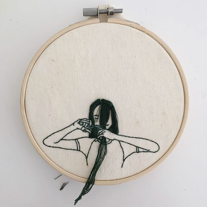 3D刺繡藝術：奪畫而出的長辮（組圖）