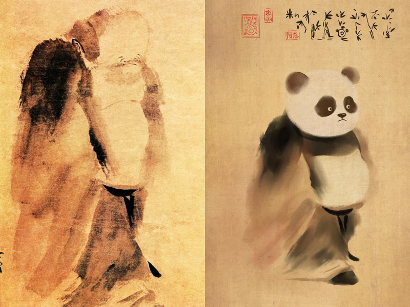 當熊貓“滾滾”遇上中外名畫（組圖）