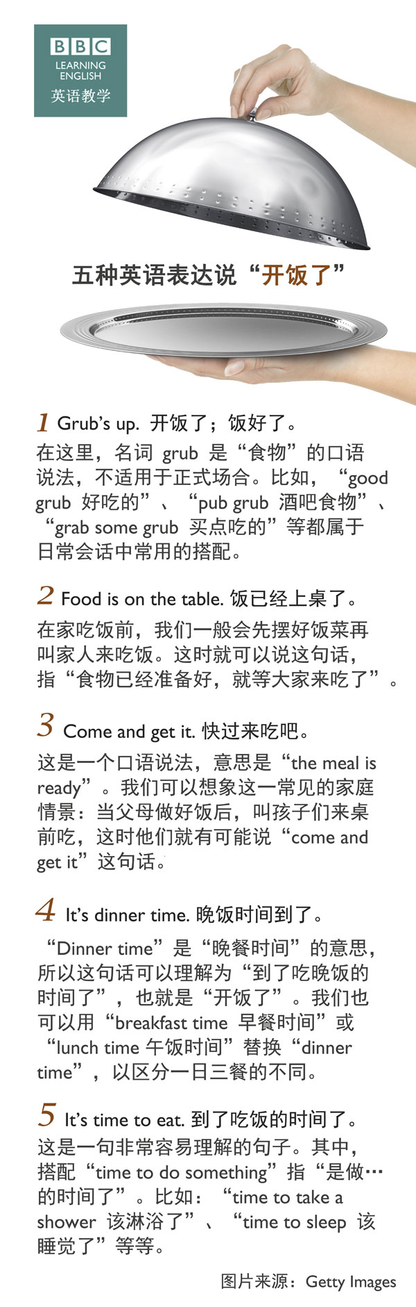 五種英語表達(dá)說“開飯了”