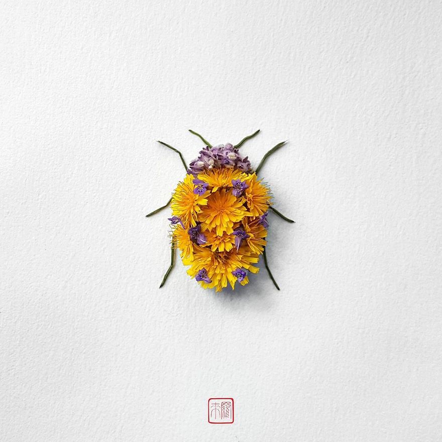 你怕蟲子嗎？來看看這些用花瓣做成的蟲子（組圖）