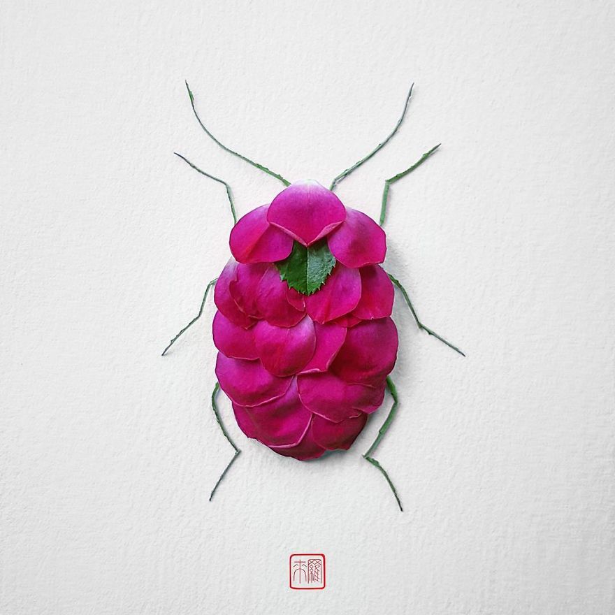 你怕蟲子嗎？來看看這些用花瓣做成的蟲子（組圖）