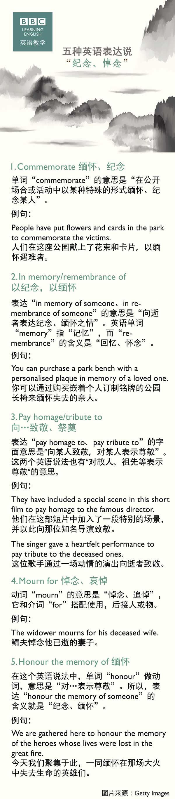 五種英語表達說“紀念、悼念”