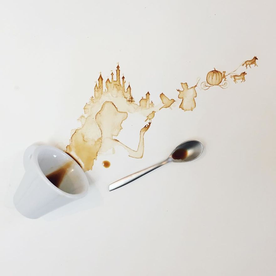咖啡和茶潑灑出的藝術（組圖）