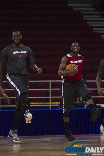 NBA中國賽：熱火隊賽前訓練亮相萬事達中心